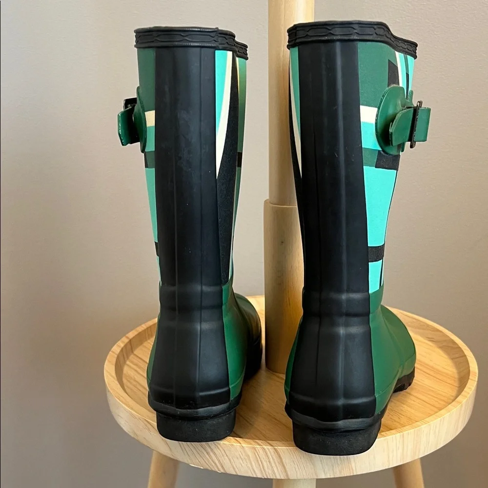 Hunter Original Short Matte Plaid Rain in Green